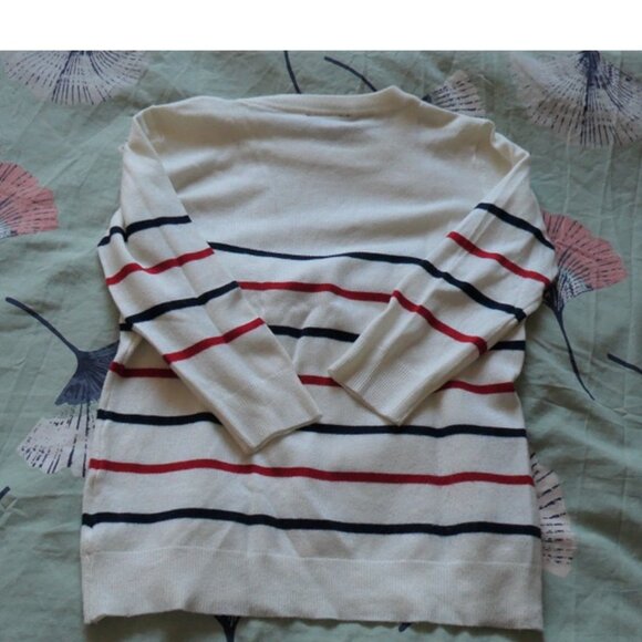 white striped sweater with 3/4 long sleeves, Modcloth, XS - Picture 2 of 6
